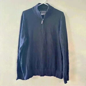 Eddie Bauer Sweater Cotton Cashmere Mens Large Navy 1/4 Zipā Pullover Cozycore